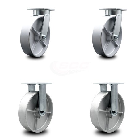 Service Caster 8 Inch Kingpinless Semi Steel Wheel Swivel Caster Swivel 2 Rigid SCC, 2PK SCC-KP30S820-SSR-2-R-2